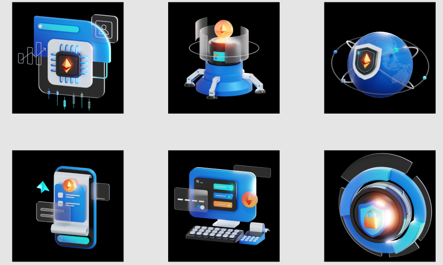 مجموع وکتور 3 بعدی ارز دیجیتال Moooney - 3D Illustration Pack